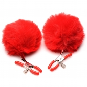 Красные зажимы на соски с помпонами Pom Pom - XR Brands - купить с доставкой в Батайске
