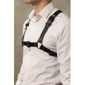 Черная мужская кожаная портупея №4 - БДСМ Арсенал - купить с доставкой в Батайске