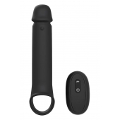 Черная насадка-удлинитель с вибрацией Vibrating Extender With Remote - Dream Toys - в Батайске купить с доставкой