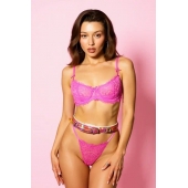 Эффектный розовый пояс из голографической эко-кожи - БДСМ Арсенал - купить с доставкой в Батайске