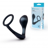 Черное эрекционное кольцо со стимулятором простаты Ringer Cock Ring   Plug - b-Vibe - в Батайске купить с доставкой