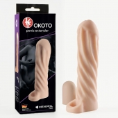 Телесная насадка-удлинитель Okoto со спиралевидным рельефом - 16 см. - Sitabella - в Батайске купить с доставкой