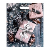 Новогодний пакет с принтом в виде подарков и вырубной ручкой (45х38 см) - Сима-Ленд - купить с доставкой в Батайске