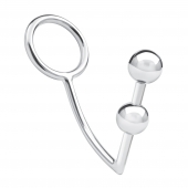 Кольцо на пенис с анальным стимулятором Two Bead Stainless Steel Anal Hook   Cock Ring - BlueLine - в Батайске купить с доставкой