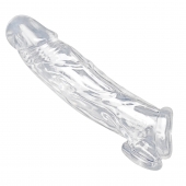 Прозрачная насадка для увеличения члена Realistic Clear Penis Enhancer and Ball Stretcher - 20,3 см. - XR Brands - в Батайске купить с доставкой