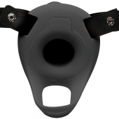 Черный полый страпон с вибрацией 2’’ Erection 28X Smooth Vibrating Silicone Penis Sheath - XR Brands - купить с доставкой в Батайске