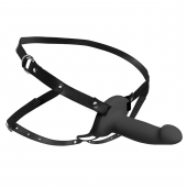 Черный полый страпон с вибрацией 2’’ Erection 28X Smooth Vibrating Silicone Penis Sheath - XR Brands - купить с доставкой в Батайске