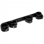 Черная распорка с манжетами для рук и ног Deluxe Rigid Spreader Bar - XR Brands - купить с доставкой в Батайске