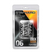 Прозрачная насадка с объёмными чёрточками STAY HARD COCK SLEEVE 06 CLEAR - Blush Novelties - в Батайске купить с доставкой