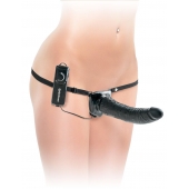 Черный страпон с вагинальной пробкой Deluxe Vibrating Penetrix Strap-On - 19 см. - Pipedream - купить с доставкой в Батайске