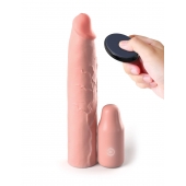Телесная вибронасадка на член 3  Vibrating Mega X-tension with Remote - 22,9 см. - Pipedream - в Батайске купить с доставкой