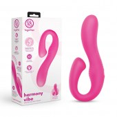 Розовый вибромассажер с клиторальным отростком Harmony Vibe - 16,8 см. - Together Toy