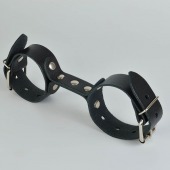 Черные кожаные наручники-фиксатор - Sitabella - купить с доставкой в Батайске