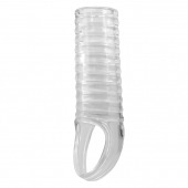 Прозрачная насадка на пенис с ребрышками и подхватом мошонки - Baile - в Батайске купить с доставкой