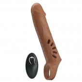 Коричневая вибронасадка с подхватом мошонки и пультом ДУ - Baile - в Батайске купить с доставкой