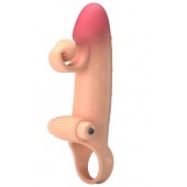 Телесная вибронасадка на пенис с подхватом мошонки - 20 см. - Baile - в Батайске купить с доставкой