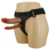 Темно-бежевый фаллопротез для двойного проникновения - 17,5 см. - Baile - купить с доставкой в Батайске