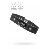 Черный чокер-ошейник со связанными кольцами на подложке - Pecado - купить с доставкой в Батайске