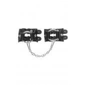 Черные кожаные наручники-браслеты из двух ремешков - Pecado - купить с доставкой в Батайске