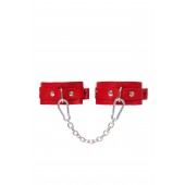 Красные кожаные узкие оковы со скруглёнными углами - Pecado - купить с доставкой в Батайске