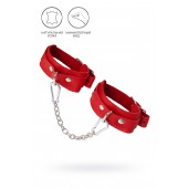 Красные кожаные узкие оковы со скруглёнными углами - Pecado - купить с доставкой в Батайске