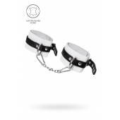 Бело-черные мягкие оковы с одним ремешком и люверсами - Pecado - купить с доставкой в Батайске