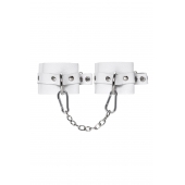 Белые мягкие кожаные наручники с люверсами - Pecado - купить с доставкой в Батайске