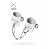 Белые мягкие кожаные наручники с люверсами - Pecado - купить с доставкой в Батайске