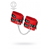 Красно-черные мягкие оковы с двумя ремешками с люверсами - Pecado - купить с доставкой в Батайске