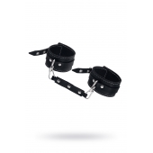 Черные двухслойные кожаные оковы с белой строчкой - Pecado - купить с доставкой в Батайске