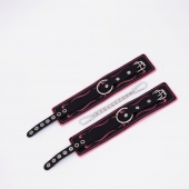 Черно-розовые кожаные оковы с розовой строчкой - Crazy Handmade - купить с доставкой в Батайске