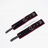 Черно-красные оковы с красной строчкой Sex - Crazy Handmade - купить с доставкой в Батайске