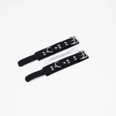 Черные кожаные наручники с регулируемыми ремешками - Crazy Handmade - купить с доставкой в Батайске