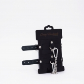 Черные кожаные оковы с хромированной фурнитурой - Crazy Handmade - купить с доставкой в Батайске