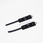 Черные кожаные оковы с хромированной фурнитурой - Crazy Handmade - купить с доставкой в Батайске