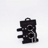 Черные кожаные оковы с кольцом - Crazy Handmade - купить с доставкой в Батайске