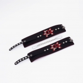 Черные кожаные оковы с красным декором и строчкой - Crazy Handmade - купить с доставкой в Батайске