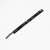 Черный кожаный ошейник с золотистой фурнитурой - Crazy Handmade - купить с доставкой в Батайске