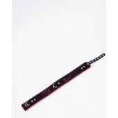 Черно-розовый кожаный ошейник с розовой строчкой - Crazy Handmade - купить с доставкой в Батайске