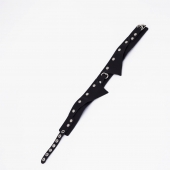 Черный однослойный кожаный ошейник с имитацией воротничка - Crazy Handmade - купить с доставкой в Батайске