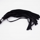 Черный кожаный флоггер со стальной ручкой - 45 см. - Crazy Handmade - купить с доставкой в Батайске