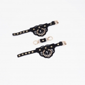Черные наручники с золотистой фурнитурой - Crazy Handmade - купить с доставкой в Батайске