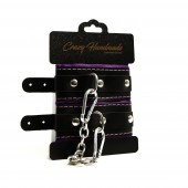 Черно-фиолетовые скругленные наручники с мягкой подкладкой - Crazy Handmade - купить с доставкой в Батайске