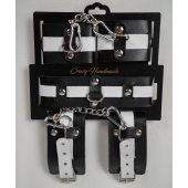 Набор фиксаторов из черной и белой натуральной кожи - Crazy Handmade - купить с доставкой в Батайске