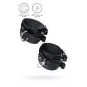 Черные кожаные оковы с двумя перекрёстными ремешками - Pecado - купить с доставкой в Батайске