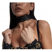 Черный ажурный чокер с золотистой фурнитурой - Crazy Handmade - купить с доставкой в Батайске