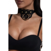 Черный чокер с клепками и золотистой фурнитурой - Crazy Handmade - купить с доставкой в Батайске