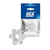 Прозрачное эрекционное кольцо с 6 стимулирующими шариками - Sex Expert - в Батайске купить с доставкой