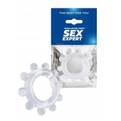 Прозрачное эрекционное кольцо со стимулирующими шариками - Sex Expert - в Батайске купить с доставкой