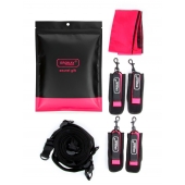 Черно-розовый эротический набор: фиксатор, оковы, наручники, повязка - Erokay - купить с доставкой в Батайске